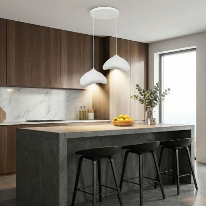 Brilagi - WABI SABI-riippuvalaisin kaapelilla 2xE27/40W/230V, halkaisija 45 cm, valkoinen