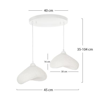 Brilagi - WABI SABI-riippuvalaisin kaapelilla 2xE27/40W/230V, halkaisija 45 cm, valkoinen