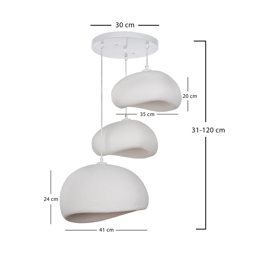 Brilagi - WABI SABI riippuvalaisin kaapelilla 3xE27/40W/230V, halkaisija 76 cm, valkoinen