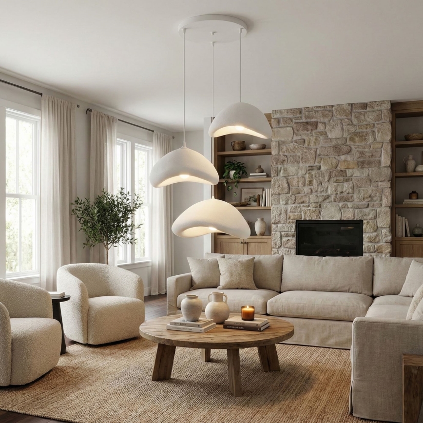 Brilagi - WABI SABI-riippuvalaisin kaapelilla 3xE27/40W/230V, Ø 82 cm, valkoinen