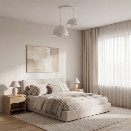 Brilagi - WABI SABI riippuvalaisin lankaripustuksella 2xE27/40W/230V halkaisija 70 cm valkoinen