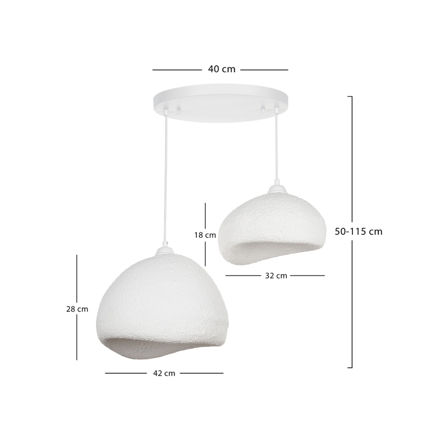 Brilagi - WABI SABI riippuvalaisin lankaripustuksella 2xE27/40W/230V halkaisija 70 cm valkoinen