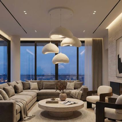 Brilagi - WABI SABI-riippuvalaisin ripustuskaapelilla, 4xE27/40W/230V, Ø 90 cm, valkoinen