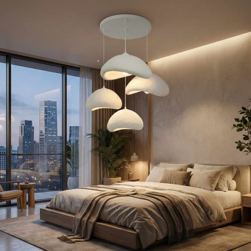 Brilagi - WABI SABI-riippuvalaisin ripustuskaapelilla, 4xE27/40W/230V, Ø 90 cm, valkoinen