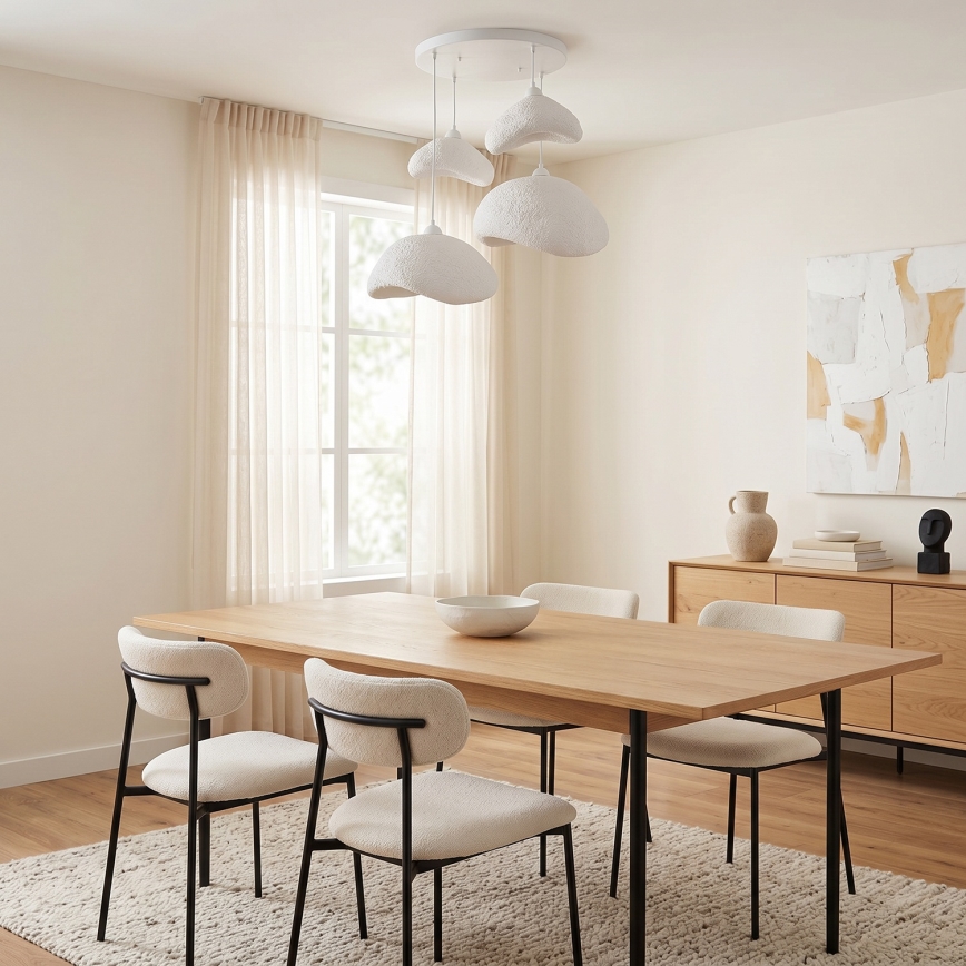 Brilagi - WABI SABI-riippuvalaisin ripustuskaapelilla, 4xE27/40W/230V, Ø 90 cm, valkoinen