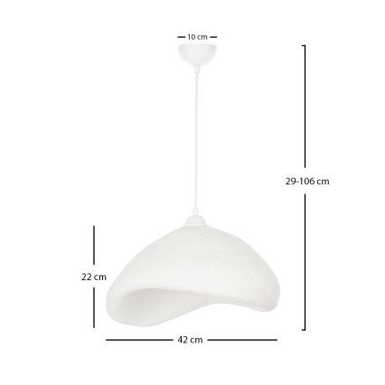 Brilagi - WABI SABI-riippuvalaisin vaijerilla 1xE27/40W/230V, halkaisija 42 cm, valkoinen