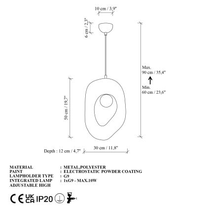 Brilagi - WABI SABI riippuvalaisin vaijerilla 1xG9/8W/230V valkoinen