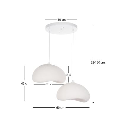 Brilagi - WABI SABI riippuvalaisin vaijerilla 2xE27/40W/230V halkaisija 60 cm valkoinen