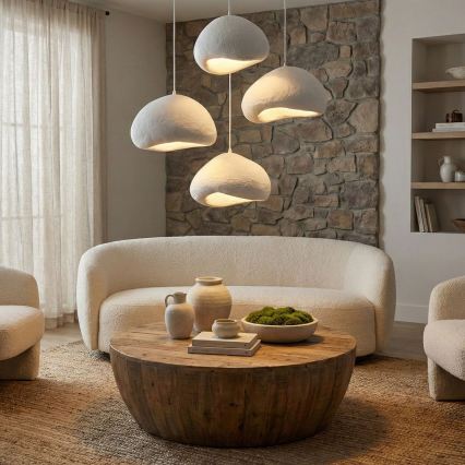 Brilagi - WABI SABI-riippuvalaisin vaijerilla 4xE27/40W/230V, Ø 95 cm, valkoinen