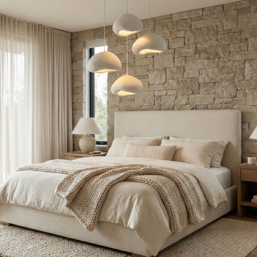 Brilagi - WABI SABI-riippuvalaisin vaijerilla 4xE27/40W/230V, Ø 95 cm, valkoinen