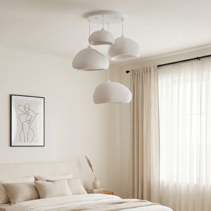 Brilagi - WABI SABI-riippuvalaisin vaijerilla 4xE27/40W/230V, Ø 95 cm, valkoinen