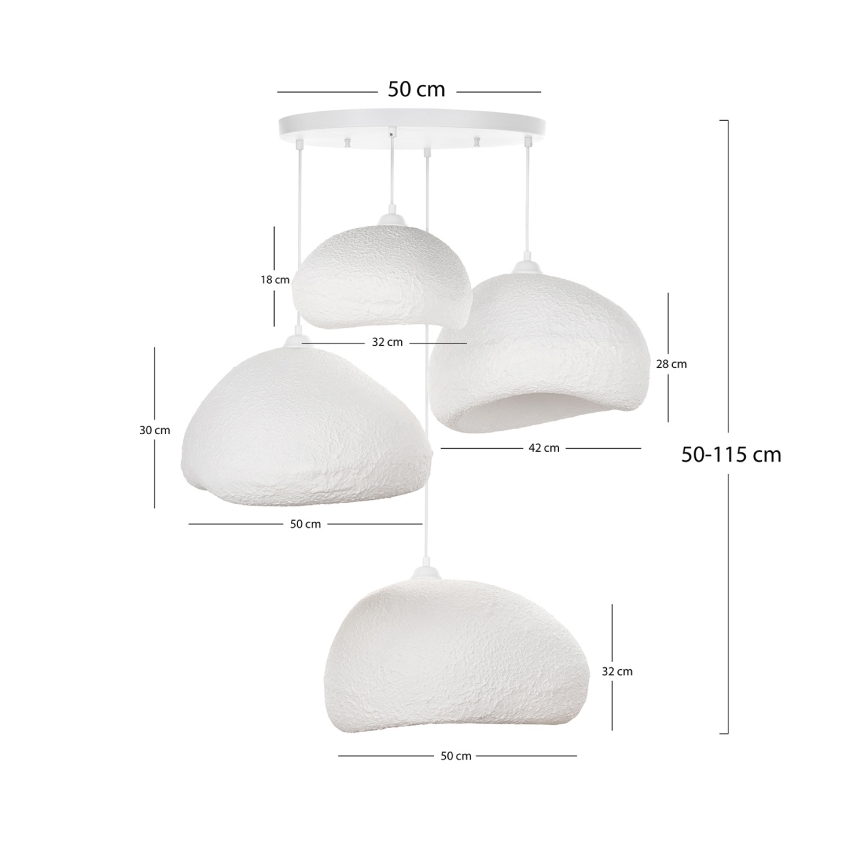 Brilagi - WABI SABI-riippuvalaisin vaijerilla 4xE27/40W/230V, Ø 95 cm, valkoinen