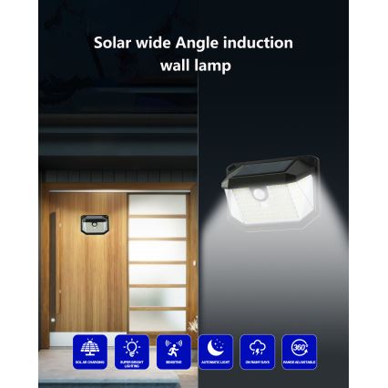 Brilagi - LED-aurinkoseinävalaisin liiketunnistimella ja hämäräkytkimellä WALLIE LED/4W/5,5V 1200mAh 6500K IP65