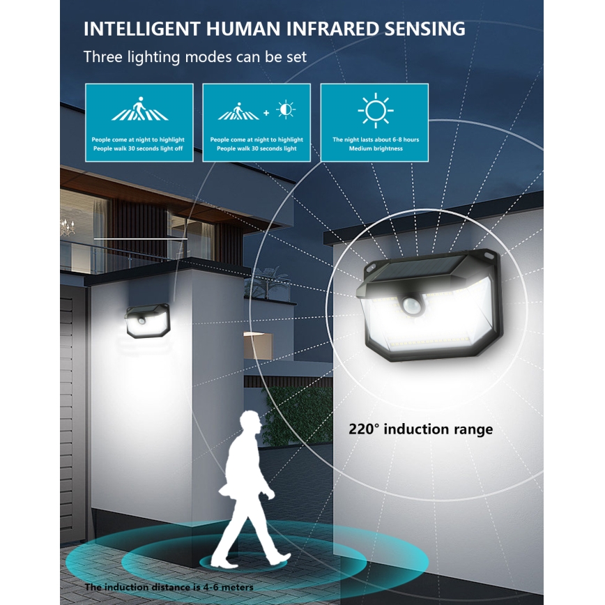 Brilagi - LED-aurinkoseinävalaisin liiketunnistimella ja hämäräkytkimellä WALLIE LED/4W/5,5V 1200mAh 6500K IP65