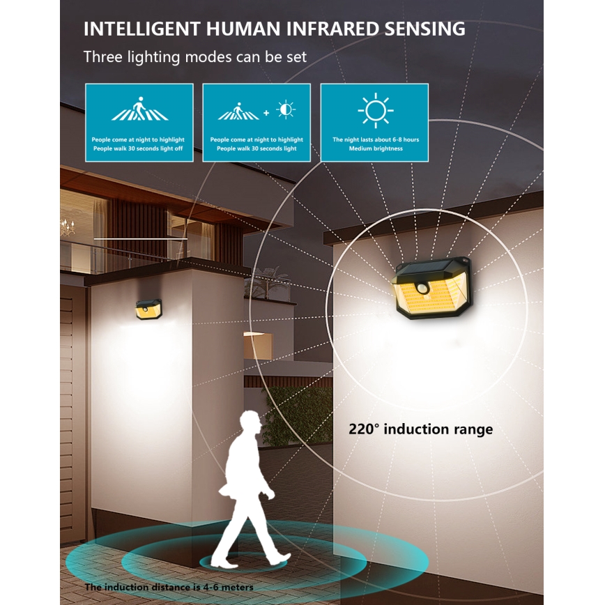 Brilagi - LED-aurinkoseinävalaisin liiketunnistimella ja hämäräkytkimellä WALLIE LED/4W/5,5V 1200 mAh 3000K IP65