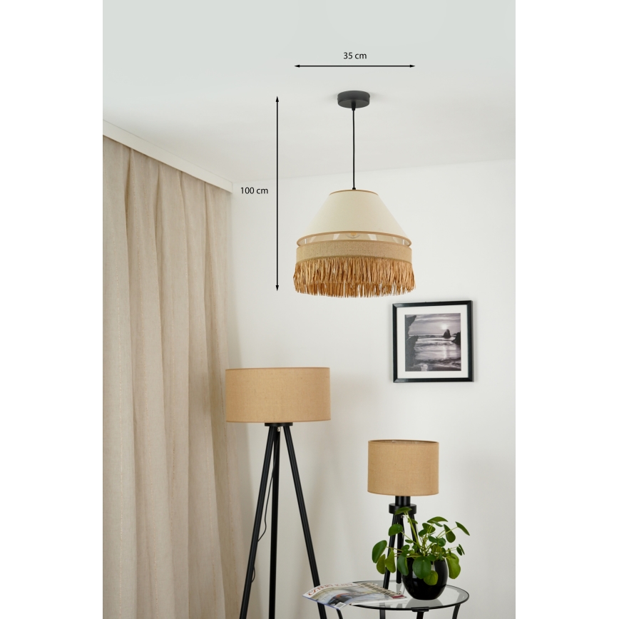 Brilagi - Ripustettava kattovalaisin WINNETOU AVIGNION 1xE27/15W/230V halkaisija 35 cm ruskea/kerma