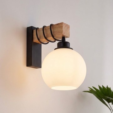 BRILAGI - WOOD GLASS seinävalaisin 1xE27/60W/230V mänty/musta/valkoinen