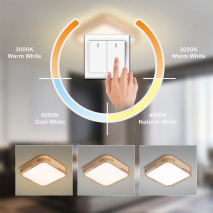 BRILAGI - LED-kattovalaisin WOODLINE SQUARE LED/32W/230V 3000/4000/6000K tammi 30x30 cm