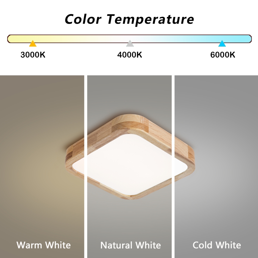 BRILAGI - LED-kattovalaisin WOODLINE SQUARE LED/32W/230V 3000/4000/6000K tammi 30x30 cm