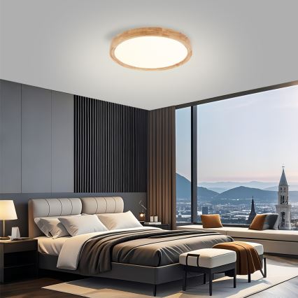 Brilagi - LED-kattovalaisin WOODROUND LED/30W/230V 3000/4000/6000K Ø 40 cm puu CRI 90