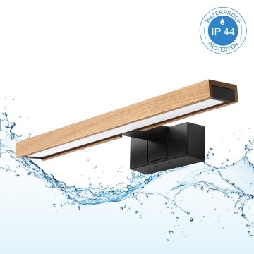 Brilagi - WOODY MIRROR 3-in-1 LED-kylpyhuonepeilavalaisin LED/8W/230V IP44 musta/tammi