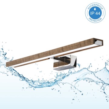 Brilagi - WOODY MIRROR 3-in-1 LED-kylpyhuonepeilivalaisin LED/12W/230V 60 cm IP44, kiiltävä kromi/tammi/pähkinä