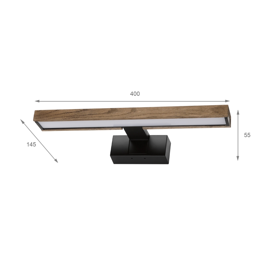 BRILAGI - LED-kylpyhuoneen peilivalaisin 3-in-1 WOODY MIRROR LED/8W/230V 40 cm IP44 musta/tammi-pähkinä