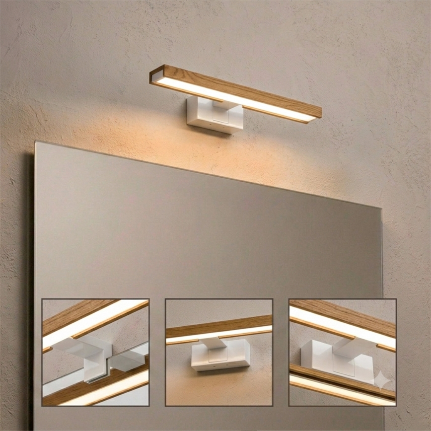 Brilagi - LED-kylpyhuonepeilivalaisin 3-in-1 WOODY MIRROR LED/8W/230V 40 cm IP44 valkoinen/tammi