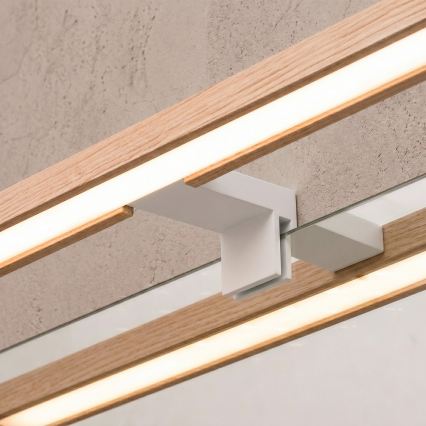 Brilagi - LED-kylpyhuonepeilivalaisin 3-in-1 WOODY MIRROR LED/8W/230V 40 cm IP44 valkoinen/tammi