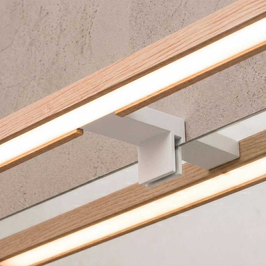 Brilagi - LED-kylpyhuonepeilivalaisin 3-in-1 WOODY MIRROR LED/8W/230V 40 cm IP44 valkoinen/tammi