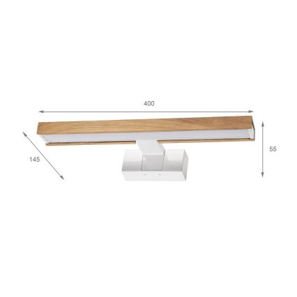 Brilagi - LED-kylpyhuonepeilivalaisin 3-in-1 WOODY MIRROR LED/8W/230V 40 cm IP44 valkoinen/tammi