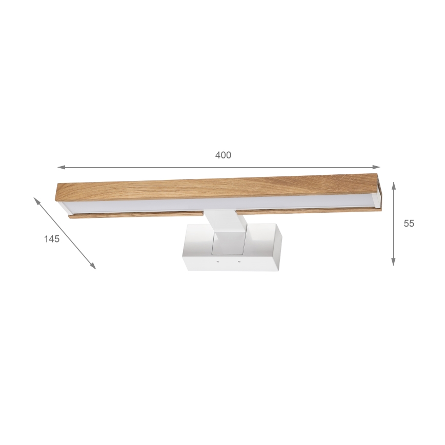 Brilagi - LED-kylpyhuonepeilivalaisin 3-in-1 WOODY MIRROR LED/8W/230V 40 cm IP44 valkoinen/tammi