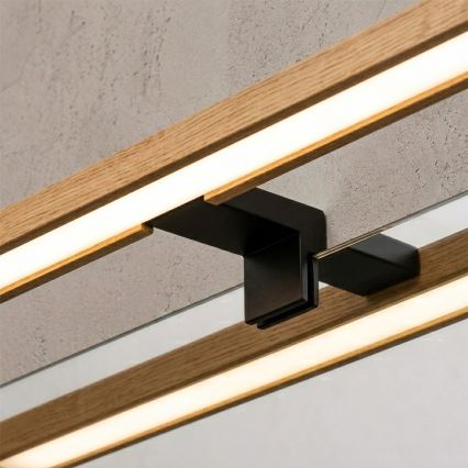 Brilagi - LED-kylpyhuoneen peilivalaisin 3-in-1 WOODY MIRROR LED/12W/230V 60 cm IP44 musta/tammi