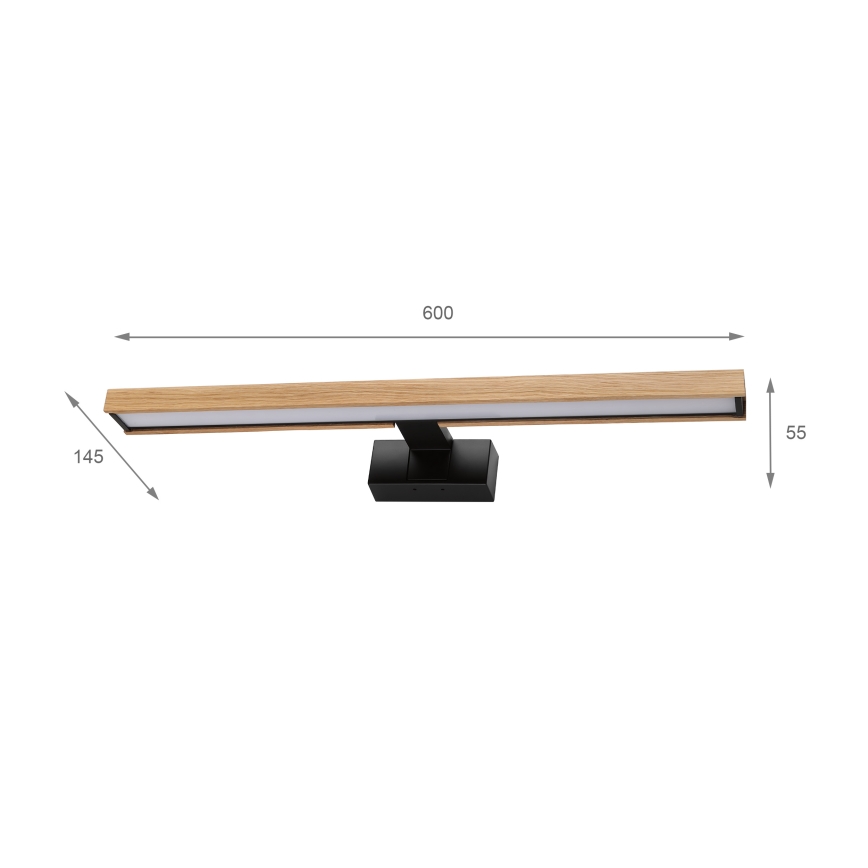 Brilagi - LED-kylpyhuoneen peilivalaisin 3-in-1 WOODY MIRROR LED/12W/230V 60 cm IP44 musta/tammi