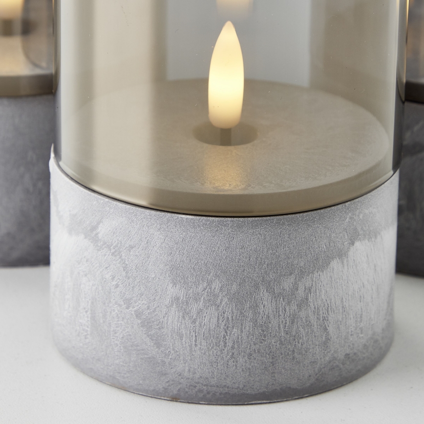 Brilliant - 3 kpl LED-kynttiläsarja BOUGIE LED/2xAA IP44 harmaa/savunharmaa