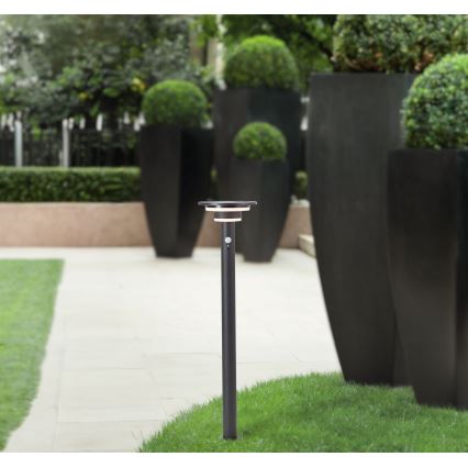 Brilliant - LED aurinkokennovalo anturilla GARVINA LED/3W/3,7V 2000 mAh 85 cm IP44 musta