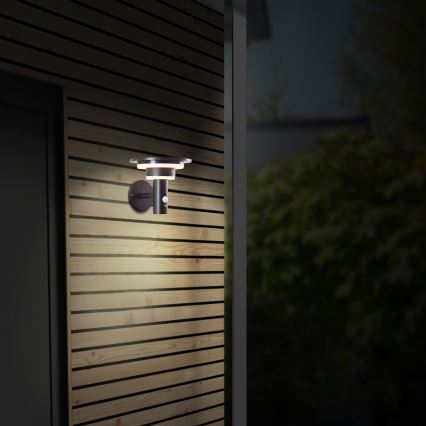 Brilliant - LED aurinkokäyttöinen seinävalaisin anturilla GARVINA LED/3W/3,7V 2000 mAh IP44 musta