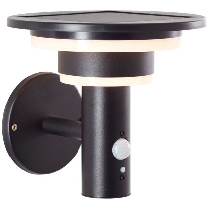 Brilliant - LED aurinkokäyttöinen seinävalaisin anturilla GARVINA LED/3W/3,7V 2000 mAh IP44 musta