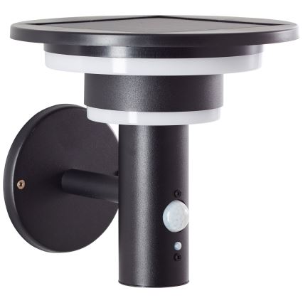 Brilliant - LED aurinkokäyttöinen seinävalaisin anturilla GARVINA LED/3W/3,7V 2000 mAh IP44 musta