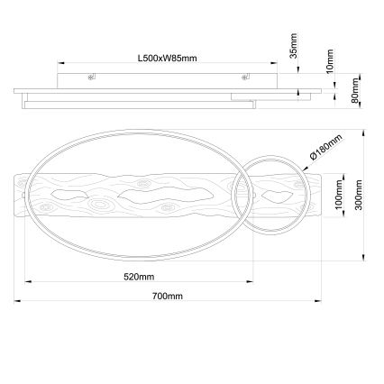 Brilliant - LED-himmennettävä kattovalaisin PIRUS LED/30W/230V 30x70 cm kumipuu