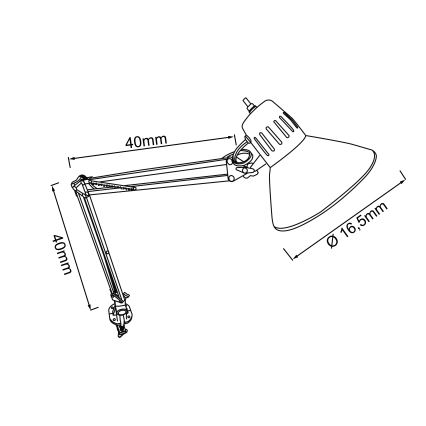 Brilliant - HOBBY pöytävalaisin klipsillä 1xE27/40W/230V valkoinen