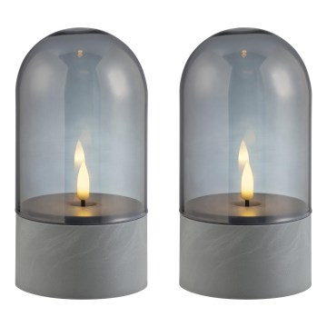 Brilliant - ILLUSION LED-kynttilät, 2 kpl, LED/2xAA, IP44, harmaa/savunmusta