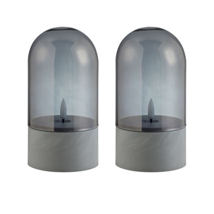 Brilliant - ILLUSION LED-kynttilät, 2 kpl, LED/2xAA, IP44, harmaa/savunmusta