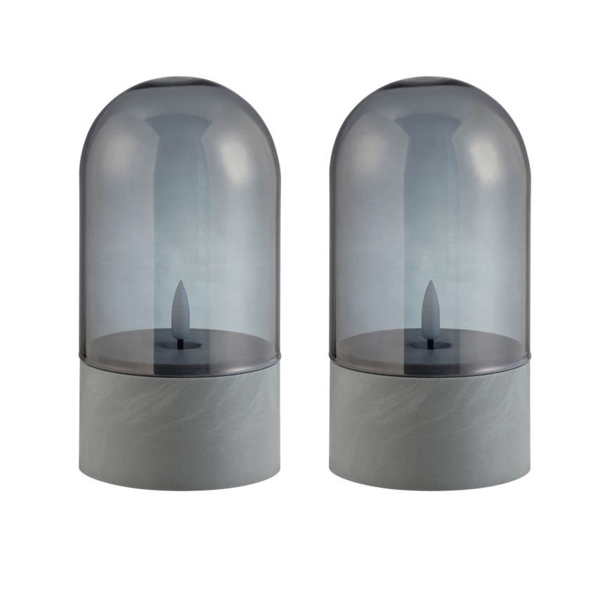 Brilliant - ILLUSION LED-kynttilät, 2 kpl, LED/2xAA, IP44, harmaa/savunmusta