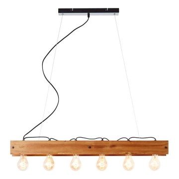 Brilliant - Kattokruunu johdossa CALANDRA 6xE27/42W/230V mänty