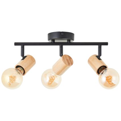 Brilliant - KERRY-kohdevalaisin 3xE27/40W/230V musta/bambu