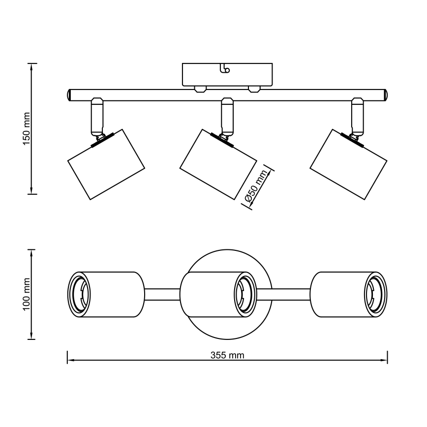 Brilliant - KERRY-kohdevalaisin 3xE27/40W/230V musta/bambu