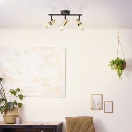 Brilliant - Kohdevalaisin KERRY 3xE27/40W/230V musta/messinki