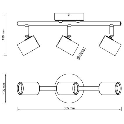 Brilliant - Kohdevalaisin KERRY 3xE27/40W/230V musta/messinki