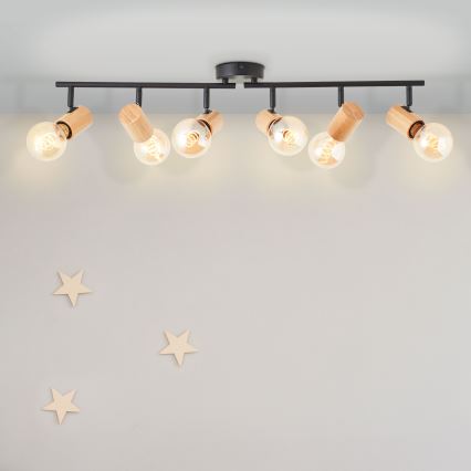 Brilliant - Kohdevalaisin KERRY 6xE27/40W/230V musta/bambu